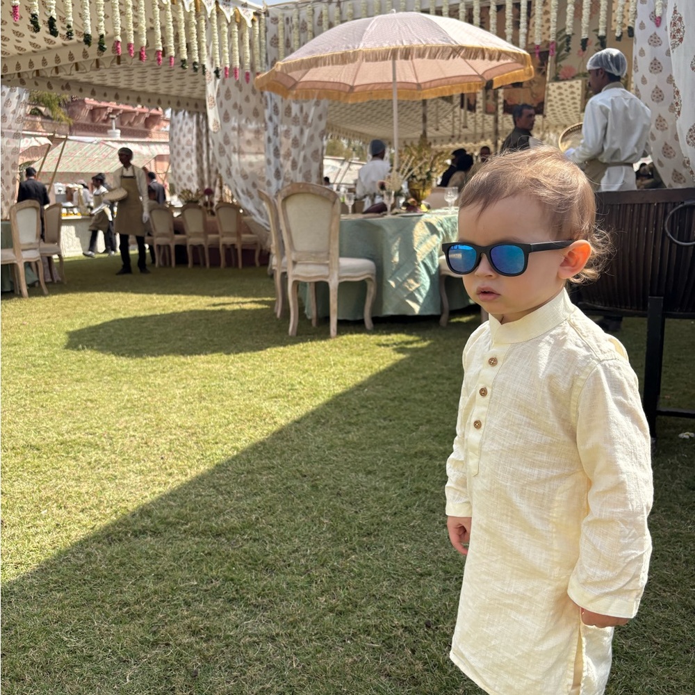 Cream Kids Matching Set Shirt